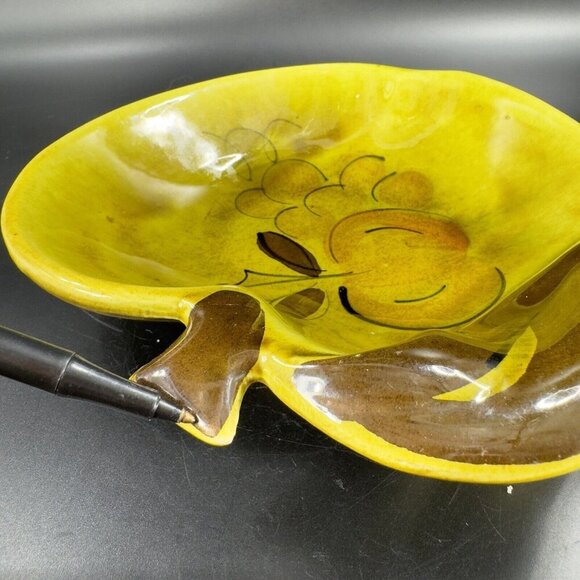 Vintage California Pottery Apple Shaped Fruit Dish Bowl Plate Green Marked USA - Picture 8 of 15